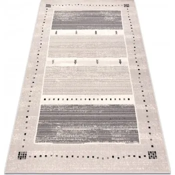 Koberec Makro Abra Kusový koberec vlněný ANGEL 6553 / 52022 Pruhy béžový šedý Rozměr: 80x150 cm