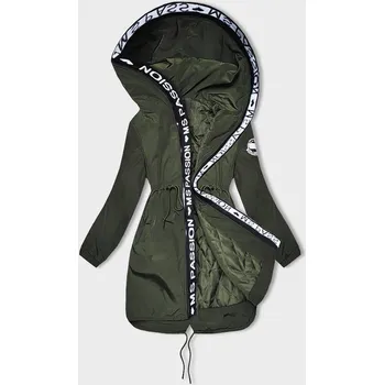 Tenká dámská bunda v barvě khaki s ozdobnou lemovkou (1811) odstíny zelené S (36)