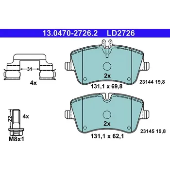 Brzdová destička Sada brzdových destiček, kotoučová brzda ATE 13.0470-2726.2