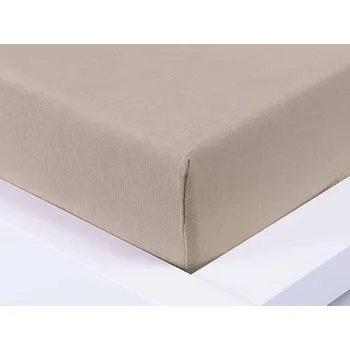 Prostěradlo XPOSE® Jersey prostěradlo - kávové 90x200 cm, Jersey + Prodloužená možnost vrácení zboží do 50 dnů