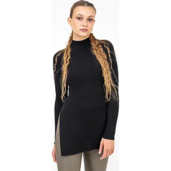 Dámský svetr Vero Moda dámský prodloužený žebrovaný svetr Gold Rib černý Velikost: L