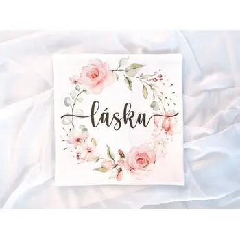 Přebalování Biobavlněná čtvercová plena s textem " Láska " - Rosie