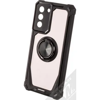Pouzdro na mobilní telefon 1Mcz Defender Ring odolný ochranný kryt s držákem na prst pro Samsung Galaxy S21 černá (black)