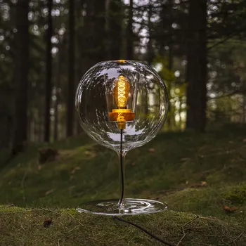 Lampička Your Design Skleněná stolní lampička Space Sphere Lamp Dřevodekor: Světlý, Barva objímky: Zlatá EL-SPAL-E27/CZS