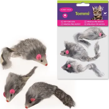 Hračka pro kočku Myš střední chlupatá, 3x 6cm
