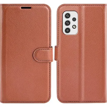 Pouzdro na mobilní telefon Litchi PU kožené peněženkové pouzdro na mobil Samsung Galaxy A23 4G/5G - hnědé