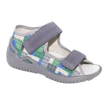 Chlapecké bačkory Zetpol Dětské pantofle Oliwier Grey Blocks Velikost 20