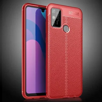 Pouzdro na mobilní telefon Litchi odolný gelový obal na mobil Honor 9A - červený