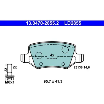 Brzdová destička Sada brzdových destiček, kotoučová brzda ATE 13.0470-2855.2