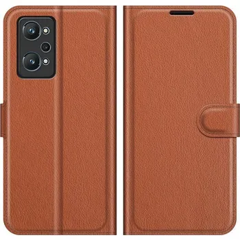 Pouzdro na mobilní telefon Litchi PU kožené peněženkové pouzdro na mobil Realme GT Neo 2 - hnědé