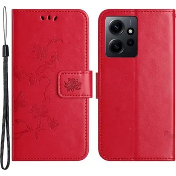 Pouzdro na mobilní telefon Flower knížkové pouzdro na Xiaomi Redmi Note 12 4G - červené