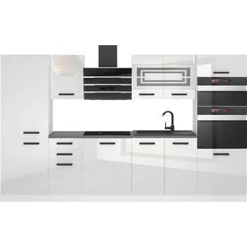 Kuchyňská linka Kuchyňská linka Belini Premium Full Version 300 cm bílý lesk s pracovní deskou MILA INF MILA/0/WT/W/B/B1