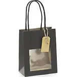 Kraftová taška s okénkem a štítkem 115 x 145 x 64 mm, černá - Balení po 1 ks