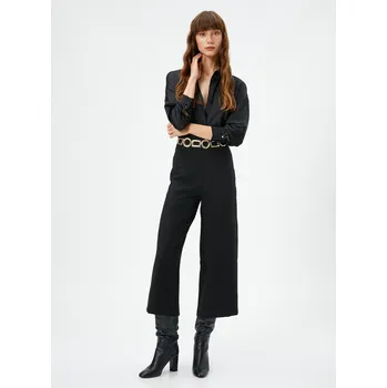 Dámské kalhoty Koton látkové kalhoty s vysokým pasem Koton černá 2447881