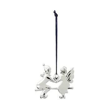 Vánoční ozdoba Vánoční ozdoba Angel on Seesaw Silver 6,5 cm