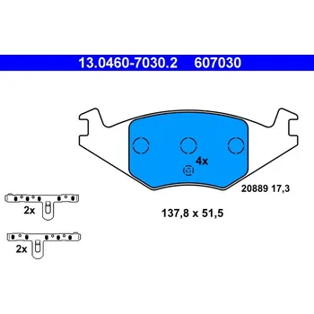 Brzdová destička Sada brzdových destiček, kotoučová brzda ATE 13.0460-7030.2