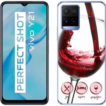Pouzdro na mobilní telefon Gelový obal mmCase na mobil Vivo Y21/Y21s/Y33s - sklenička vína červené