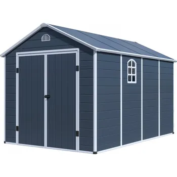 Zahradní domek Zahradní domek plastový CEBU 241x366 cm tvrzený plast šedý