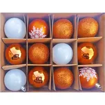 Sada plastových baněk 6 cm, 12 ks v krabičce, měděné