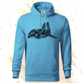 Dámská mikina Mikina - Belgický ovčák Groenendael Barva: Modrá - tyrkysová (44), Velikost: XXL, Střih: Pánské