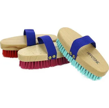 Čištění pro koně Kartáč pro koně HIPPO-TONIC dřevěný s poutkem