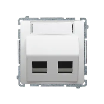 Elektrická zásuvka SIMON Basic BMGKS2P.01/11 Kryt zásuvky komunikační dvojnásobné (pro prvky Keystone), šikmé s popisov