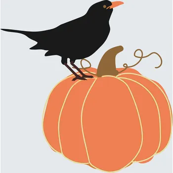 Malování podle čísel - Havran na dýni Velikost: 30x30cm, Rámování: Pouze srolované plátno