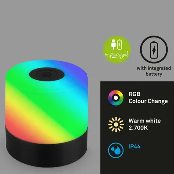 Lampička BRILONER LED nabíjecí stolní lampa, 7 cm, USB-C, 1,5W, 100lm, černá IP44 BRILO 7462015