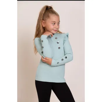 made in Italy Dívčí triko se stojáčkem a volánky 23988 mentolové Rozměr: 134