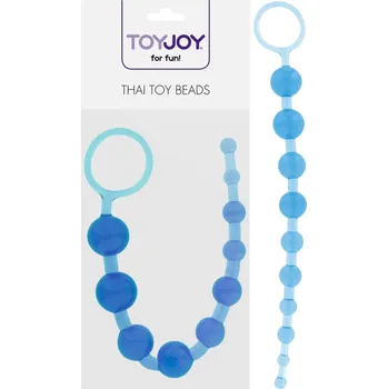 Sada anální gelový kuličky nevibrační, Thai Toy Beads Blue 25,5cm (Anální gelový kuličky k obšťastnění vašeho zadečku. Sada pevně spojených 10 kuliček, které mohou obšťastnit nejen váš zadeček. Průměr kuliček 0,8&nbsp;- 2,5cm, celková délka 25,5cm. Thai Toy Be