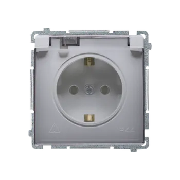 Elektrická zásuvka SIMON Basic BMGSZ1B.01/21A Zásuvka jednonásobná typu Schuko IP44 (strojek s krytem) 16 A, 250 V~, pr