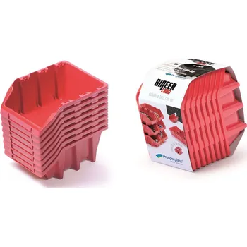 Úložný box Prosperplast Set úložných boxů 8ks BINEER LONG SET 160x98x160 mm - barva: červená