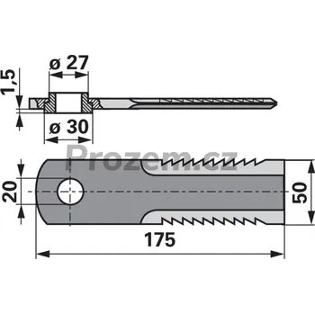 Pracovní nůž Nůž drtiče s pouzdrem pro Claas, 175/4/50/20 mm, ozubený, 7558750