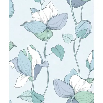 Tapeta Vliesová tapeta modrá, květy MA947473 / Tapety na zeď Flora (0,53 x 10,05 m) Marburg