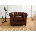 CAMBRIDGE Křeslo z pravé kůže, 105x82x75, hnědé