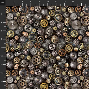 Stof 6202-246 Steampunk adventures vícebarevná bavlněná látka patchwork