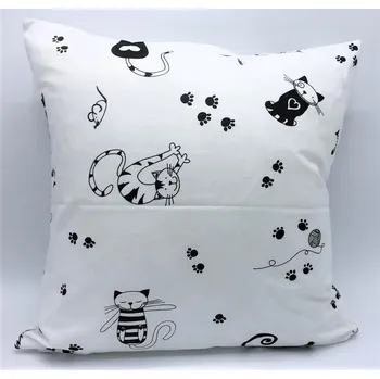 Dekorativní polštářek Povlak na polštář bílý, Hravé kočky 40 x 40 cm (Povlak na polštář s kočkou, kočka)