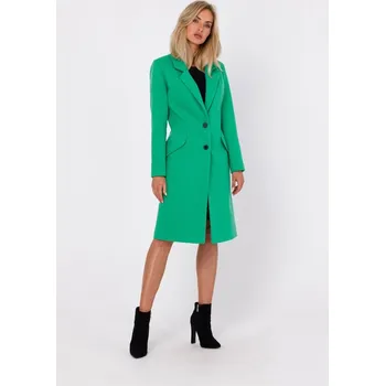 Dámský kabát M758 Kabát na knoflíky - zelený EU S