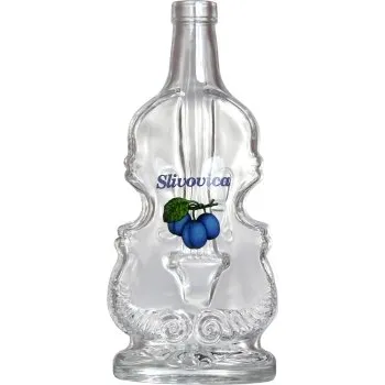 Láhev Láhev Violino - 0.50 bezbarevná + obtisk švestky 3 s lístkem + nápis Slivovica