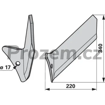 Pracovní nůž Křídlové ostří levé pro Pottinger, 220 mm, 009781500200, 9781800200