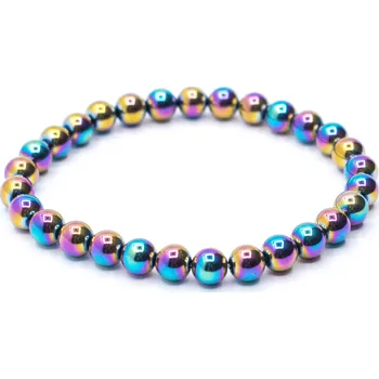 Náramek Milujeme Kameny Hematit aqua aura - náramek kulička NK81 Ø 6 mm 93616