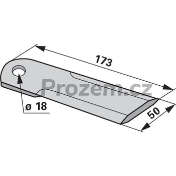 Pracovní nůž Nůž drtiče pro Biso, Claas, Deutz Fahr, 173/4/50/18 mm, hladký, 288014050034, 28272068, 283451150000, 0600174, 16018722