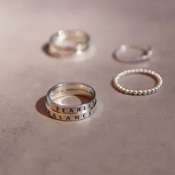 Prsten Prstýnkárna FEARLESS Kolekce POSELSTVÍ Unisex Stříbrný prsten Odvahy 3mm AG 925 ≤ 2,0 g Velikost prstenu: 9 (59/60)