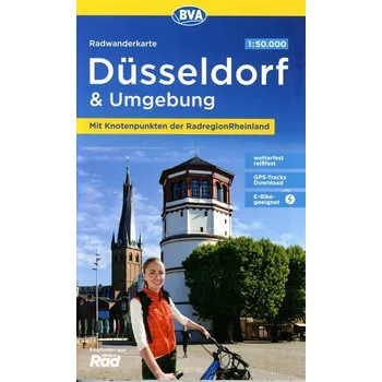 Radwanderkarte BVA Düsseldorf & Umgebung, mit Knotenpunkten der RadRegionRheinland, 1:50.000, reiß- und wetterfest, GPS-Tracks D