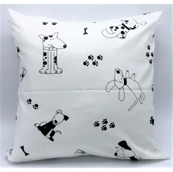 Dekorativní polštářek Povlak na polštář bílý, Hraví pejsci 40 x 40 cm (Povlak na polštář se psem, pes, pejsek)