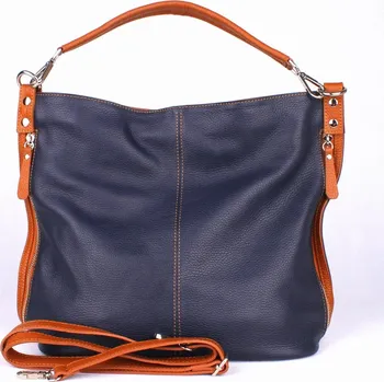 Kabelka Dámská kožená kabelka na rameno i crossbody 7733 modro-hnědá | KabelkyproVas.cz