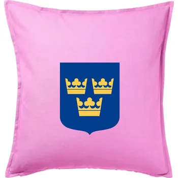 Polštář Švédský znak tři korunky velký - Polštář 50x50 - 50x50 - Pouze potah ( Růžová )