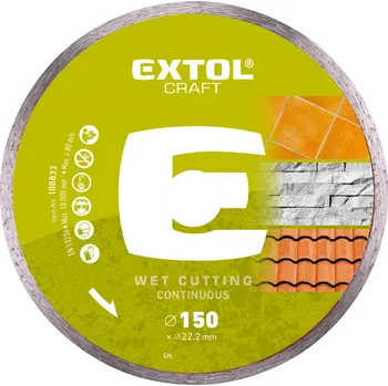 Řezný kotouč EXTOL CRAFT Kotouč diamantový řezný celoobvodový - mokré řezání, 150 × 22,2 × 2,3 mm 108833