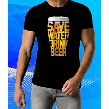 Chlapecké tričko tričko s pivem Šetři vodu pij pivo černé 4XL