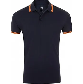 Pánské tričko Sol's Pánská pevná piké polokošile Pasadena 200 g/m Barva: modrá námořní - oranžový neon, Velikost: XL L591